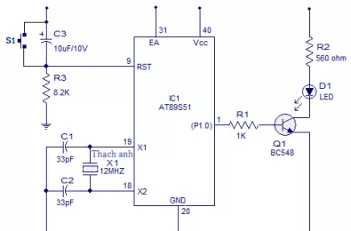 Đèn LED nhấp nháy sử dụng 8051